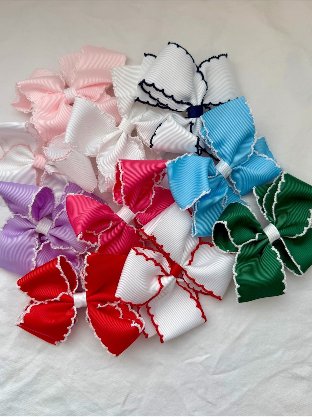 Toddler Girls' Medium Size Grosgrain Ruffle Edge Hair Bow - Multiple Colors